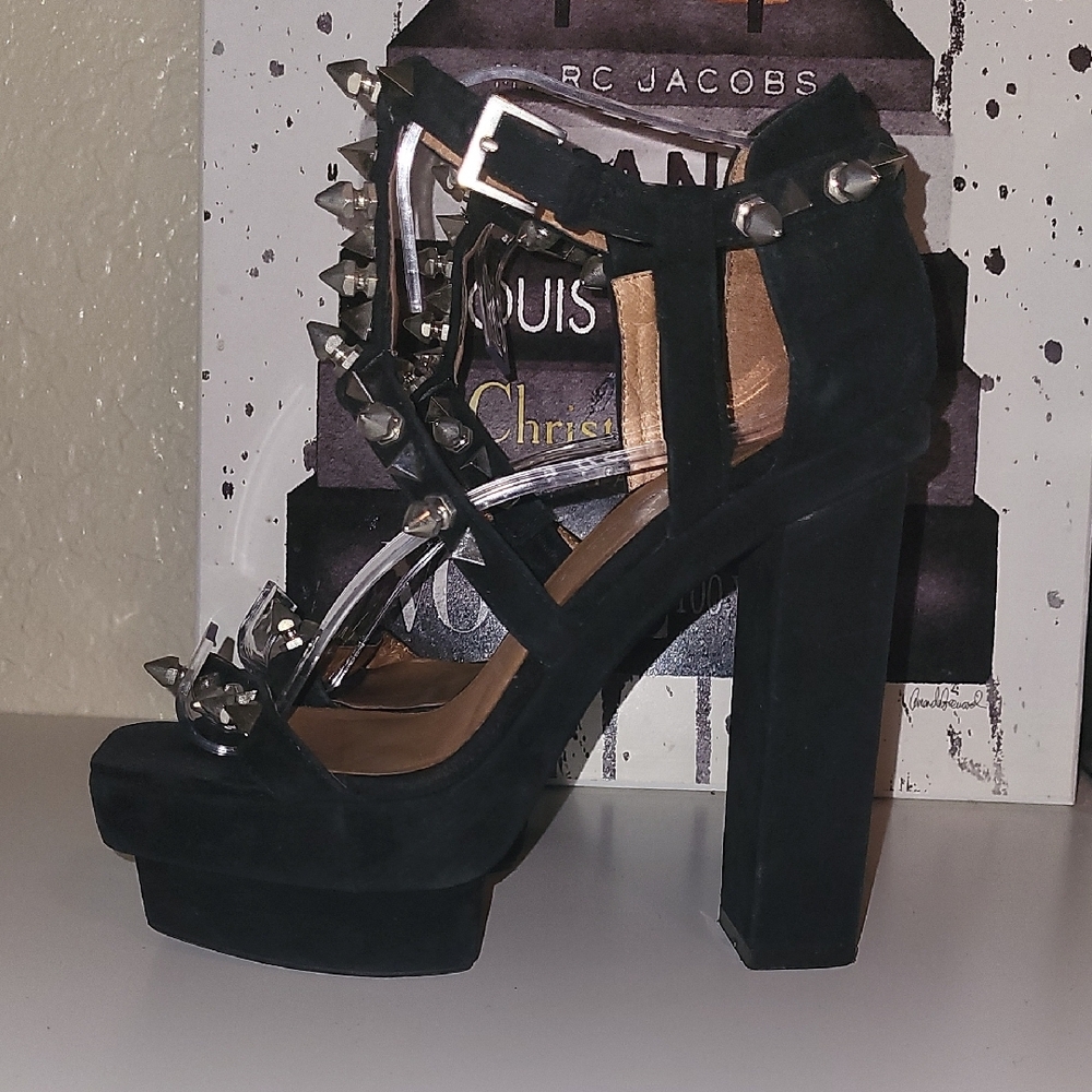 Jeffrey Campbell Toledo Black and Silver Studded Platform Heels - Picture 4 of 7